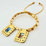 Pulsera Dorada Escapulario Cilindros Diamantados 11und 2gr / 3mm-4mm Oro Amarillo 18K *