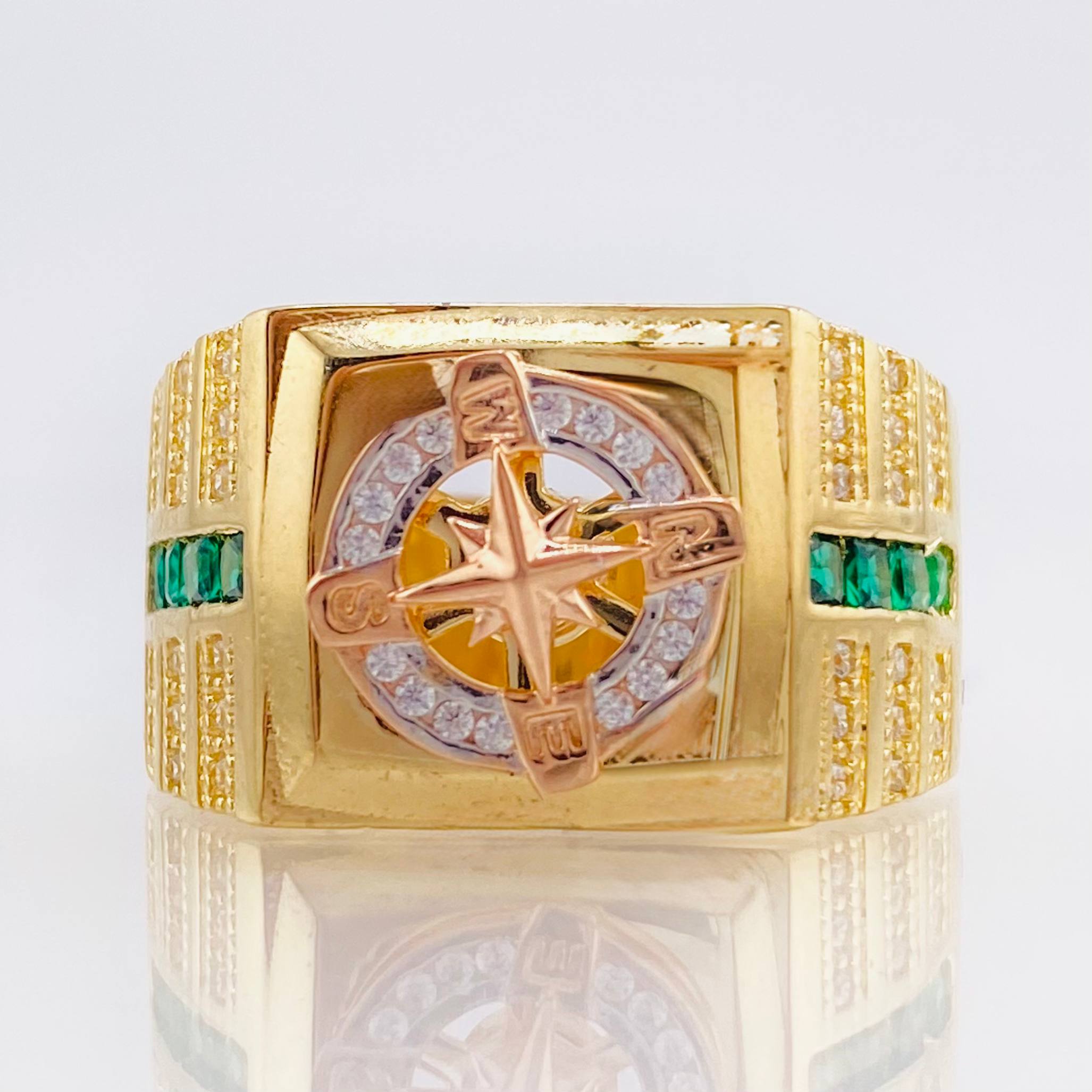 Anillo Brujula Movil 8.8gr / T10 3/4 / Tres Oros 18K ©