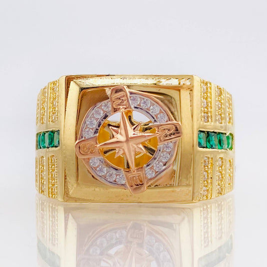 Anillo Brujula Movil 8.8gr / T10 3/4 / Tres Oros 18K ©