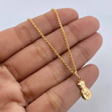 Set Cadena Lazo 1.15gr / 60cm / 1.2mm + Dije Bolsa Dinero 0.35gr / 1.7cm Oro Amarillo 18K (Oferta) &