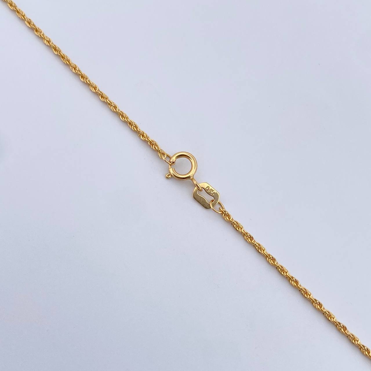 Set Cadena Lazo 1.15gr / 60cm / 1.2mm + Dije Cruz Cristo 0.7gr / 2.6cm Troquelado Oro Amarillo 18K (Oferta) &