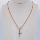 Set Cadena Lazo 2.05gr / 50cm / 1.6mm + Dije Cruz 0.55gr / 2.8cm Circon Blanco Oro Amarillo 18K (Oferta) &