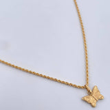 Set Cadena Lazo 1.85gr /50cm / 1.6mm + Dije Mariposa 0.6gr / 1.4cm Troquelado Oro Amarillo 18K (Oferta) &