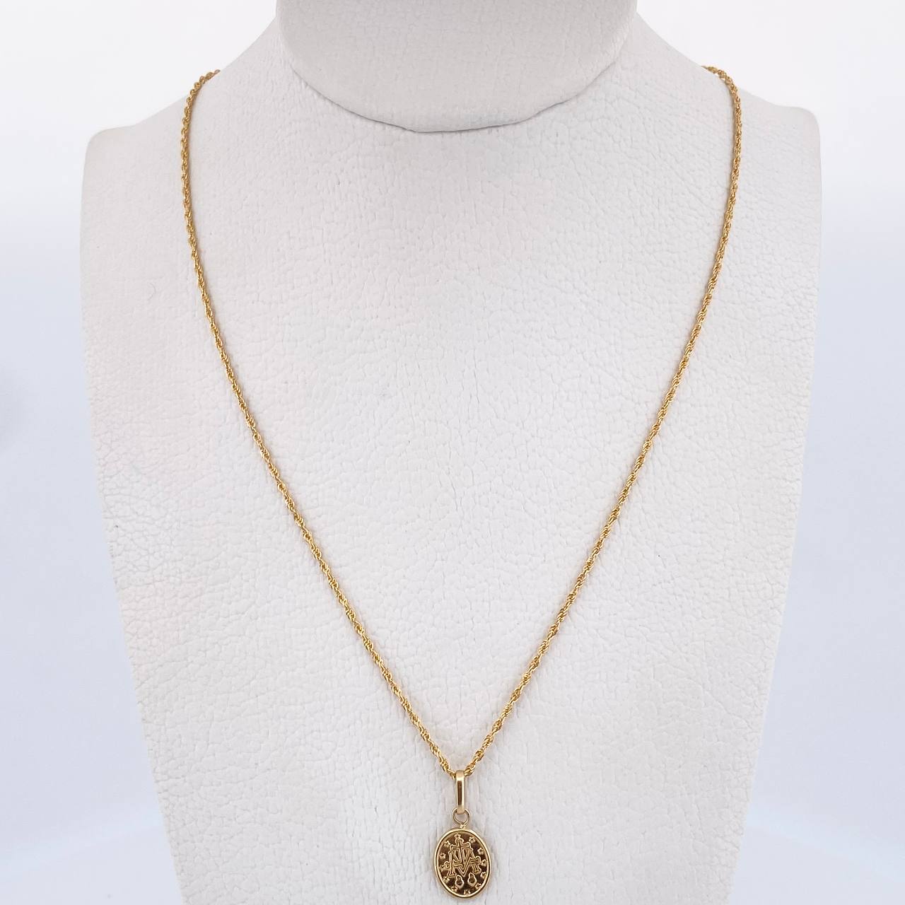 Set Cadena Lazo 0.95gr /49.7cm / 1.2mm + Dije Virgen Milagrosa 0.45gr / 1.8cm Oro Amarillo 18K (Oferta) &