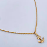 Set Cadena Lazo 1gr / 50.2cm / 1.2mm + Dije Ancla 0.4gr / 1.4cm Troquelado Oro Amarillo 18K (Oferta) &