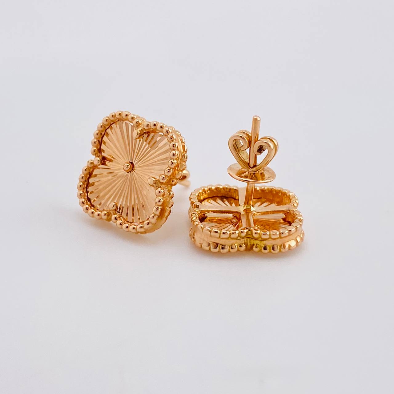 Topos Trebol Diamantado 5.1g / 12.3mm Oro Rosa 18K