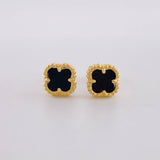 Topos Trébol Ónix 2.05g / 7.3mm Oro Amarillo 18K