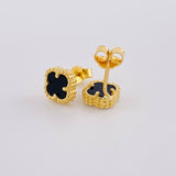 Topos Trébol Ónix 2.05g / 7.3mm Oro Amarillo 18K