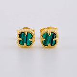 Topos Trébol Malaquita 1.2g / 5.05mm Oro Amarillo 18K