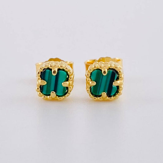 Topos Trébol Malaquita 1.2g / 5.05mm Oro Amarillo 18K