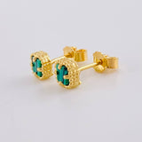 Topos Trébol Malaquita 1.25g / 5.05mm Oro Amarillo 18K