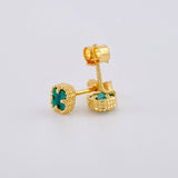 Topos Trébol Malaquita 1.15g / 5.05mm Oro Amarillo 18K
