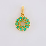 Dije Aro Tupido Esmeraldas 45pts 1.45gr / 1.9cm / Oro Amarillo 18K