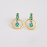 Topos Colgante En Aro 3.75gr / 2.2cm / Esmeraldas 66Pts Oro Amarillo 18K