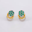 Topos Tres Aros Sello Flor 3.25gr / 1.3cm / Esmeraldas 22pts Diamantes 7pts Dos Oros Amarillo Blanco 18K (Joya)