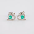Topos Corazón Silueta 1.3gr / 8mm Esmeraldas 24pts Broche Mariposa Oro Blanco 18K (Joya)