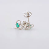 Topos Corazón Silueta 1.3gr / 8mm Esmeraldas 24pts Broche Mariposa Oro Blanco 18K (Joya)