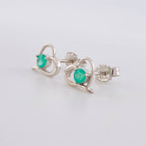 Topos Corazón Silueta 1.3gr / 8mm Esmeraldas 24pts Broche Mariposa Oro Blanco 18K (Joya)
