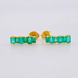 Topos Linea Cuadrada Esmeraldas 2 Qts 1.9gr / 1.3cm / Oro Amarillo 18K