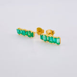 Topos Linea Cuadrada Esmeraldas 2 Qts 1.9gr / 1.3cm / Oro Amarillo 18K