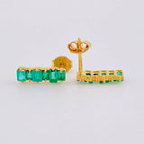 Topos Linea Cuadrada Esmeraldas 2 Qts 1.9gr / 1.3cm / Oro Amarillo 18K