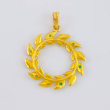 Dije Hojas en Espiral 2.9gr / 3cm / Esmeraldas 18pts Oro Amarillo 18K (Joya)