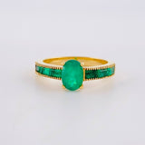 Anillo Solitario Ovalado Carril 4.15gr / T6 3/4 / Esmeraldas 89pts Oro Amarillo 18K (Joya)