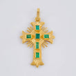 Dije Crúz De Altar 1.75gr / 3cm / Esmeraldas 60pts Oro Amarillo 18K (Joya)