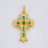 Dije Crúz De Altar 1.75gr / 3cm / Esmeraldas 60pts Oro Amarillo 18K (Joya)