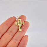 Dije Crúz De Altar 1.75gr / 3cm / Esmeraldas 60pts Oro Amarillo 18K (Joya)