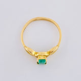 Anillo Solitario Rectangular Triple Infinito 2.35gr / T7 1/4 / Esmeralda 15pts Oro Amarillo 18K (Joya)