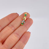 Dije Liana De Hojas 1.6gr / 2.8cm / Articulada Esmeraldas 32Ptos Diamante 5Pts Dos Oros Amarillo Blanco 18K (Joya)