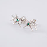 Topos Lucero 2.45gr / 1.5cm / Esmeraldas 6 pts - Diamantes Blancos 8 pts Oro Blanco (Joya)