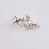 Topos Lucero 2.45gr / 1.5cm / Esmeraldas 6 pts - Diamantes Blancos 8 pts Oro Blanco (Joya)