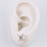 Topos Lucero 2.45gr / 1.5cm / Esmeraldas 6 pts - Diamantes Blancos 8 pts Oro Blanco (Joya)