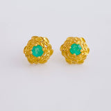 Topos Flor Zinnia 2.75gr / 1.1cm / Esmeraldas 62Pts Oro Amarillo 18K