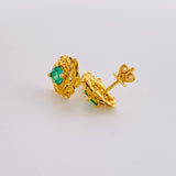 Topos Flor Zinnia 2.75gr / 1.1cm / Esmeraldas 62Pts Oro Amarillo 18K