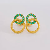 Topos Aros Superpuesto 3.2gr / Esmeraldas 84pts Broche Mariposa Oro Amarillo (Joya)