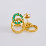Topos Aros Superpuesto 3.2gr / Esmeraldas 84pts Broche Mariposa Oro Amarillo (Joya)