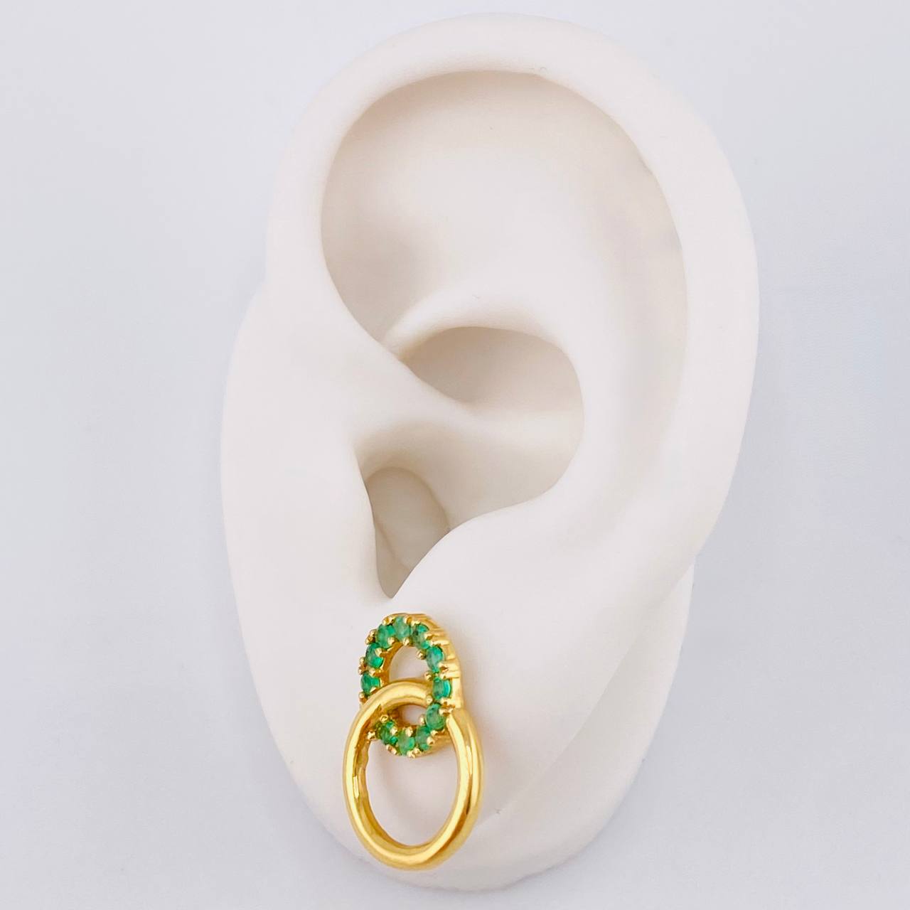 Topos Aros Superpuesto 3.2gr / Esmeraldas 84pts Broche Mariposa Oro Amarillo (Joya)