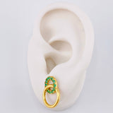 Topos Aros Superpuesto 3.2gr / Esmeraldas 84pts Broche Mariposa Oro Amarillo (Joya)