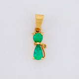 Dije Gato Esmeraldas 28pts 0.6gr / 1.5cm / Oro Amarillo 18K