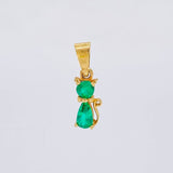 Dije Gato Esmeraldas 28pts 0.6gr / 1.5cm / Oro Amarillo 18K