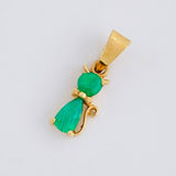 Dije Gato Esmeraldas 28pts 0.6gr / 1.5cm / Oro Amarillo 18K