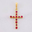 Dije Cruz Tupida Rubíes 34pts 1g / 2.8cm Oro Amarillo 18K