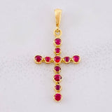 Dije Cruz Tupida Rubíes 34pts 1g / 2.8cm Oro Amarillo 18K