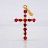Dije Cruz Tupida Rubíes 34pts 1g / 2.8cm Oro Amarillo 18K