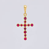 Dije Cruz Tupida Rubíes 34pts 1g / 2.8cm Oro Amarillo 18K