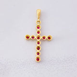 Dije Cruz Tupida Rubíes 34pts 1g / 2.8cm Oro Amarillo 18K