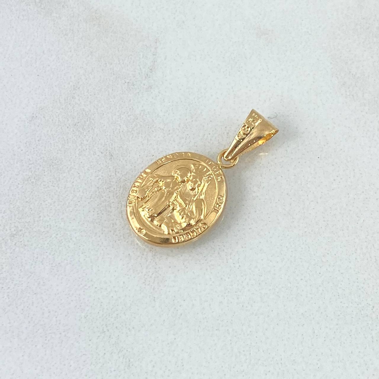 Dije Sagrado Corazón De Jesús 0.75gr / 2.1cm / Mate - Cargador Liso Oro Amarillo 18K